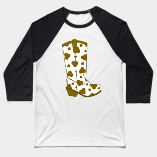 BROWN Cow Spots Cowboy Boots Baseball T-Shirt